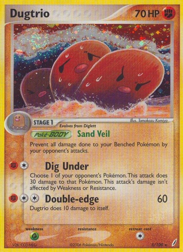 Pokémon-kaart Dugtrio 5/100 Holo Rare uit de set EX Crystal Guardians