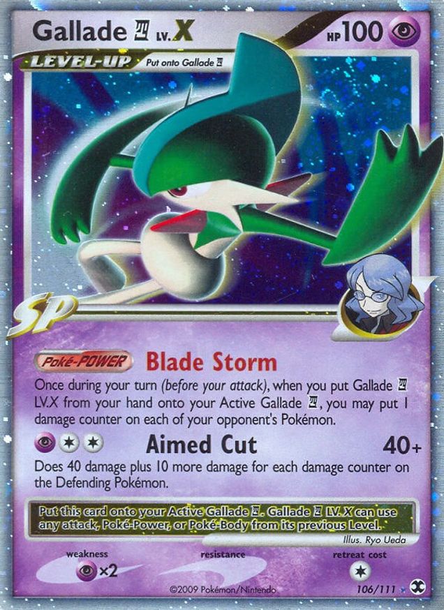 Pokémon-kaart Gallade 4 LV.X 106/111 Ultra Rare uit de set Rising Rivals Hoofdafbeelding