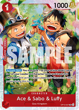 Ace & Sabo & Luffy (OP13-007) (V.1) - Carrying on his Will (Super Rare) [OP13-007] Immagine principale del prodotto