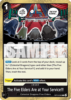 The Five Elders Are at Your Service!!! (OP13-096) - Carrying on his Will (Rare) [OP13-096] Immagine principale del prodotto