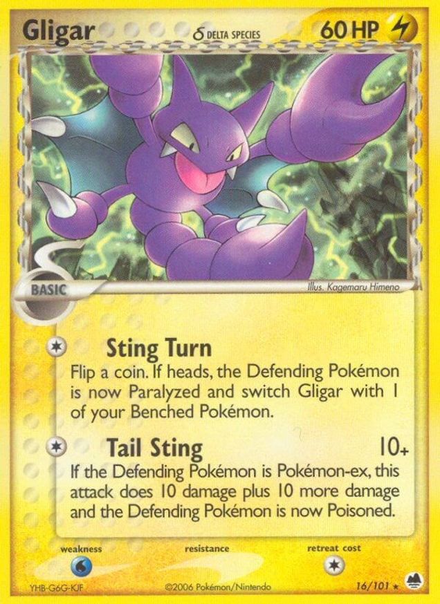 Pokémon-kaart Gligar δ 16/101 Rare uit de set EX Dragon Frontiers Main image