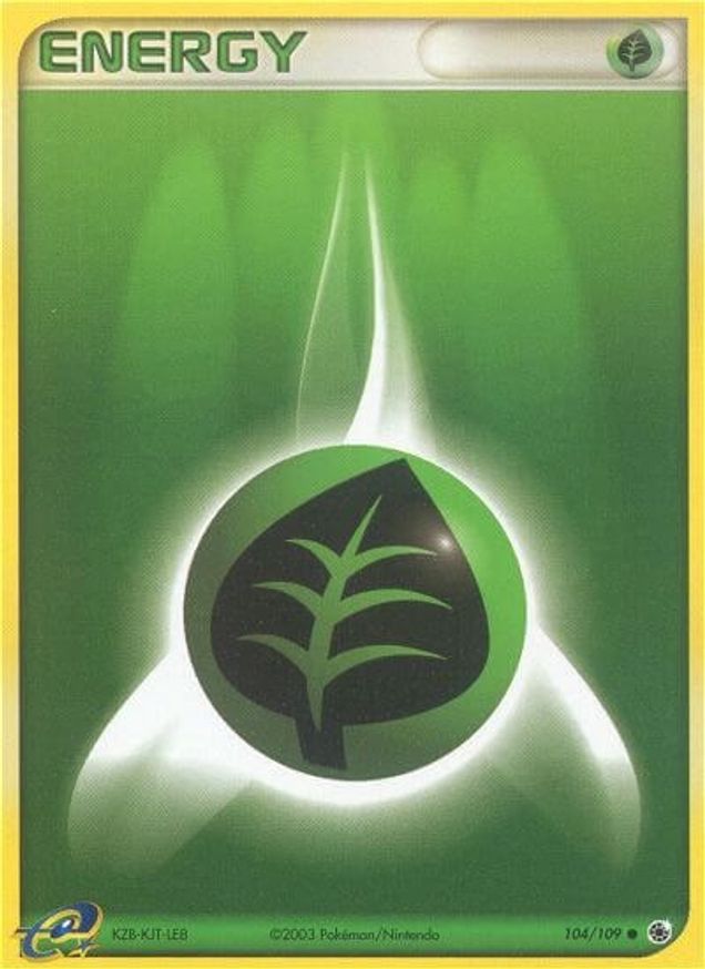 Pokémon-kaart Grass Energy 104/109 Common uit de set EX Ruby & Sapphire