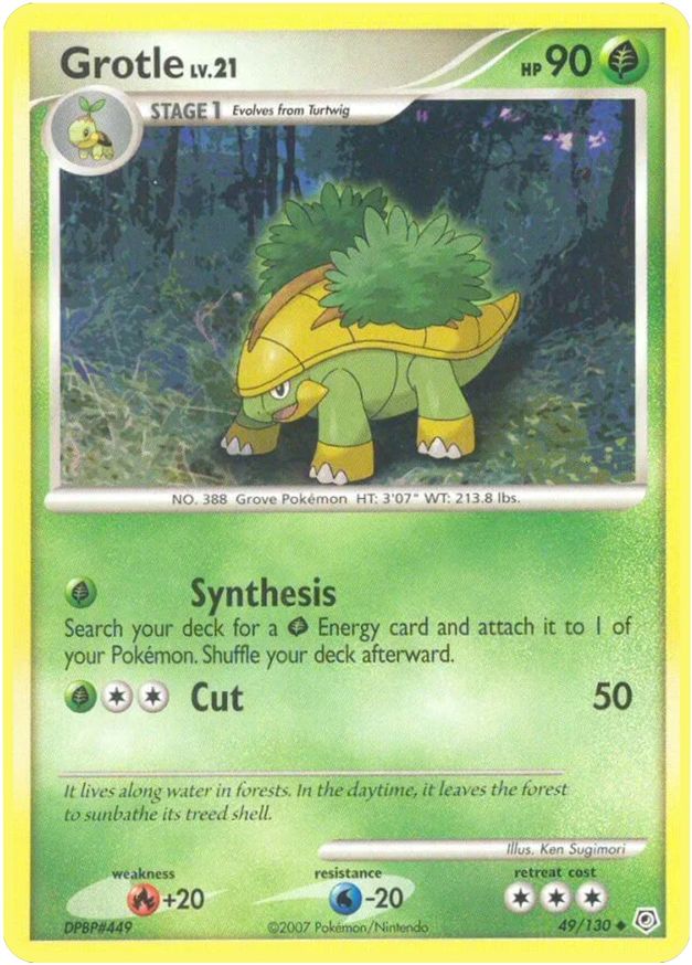Pokémon-kaart Grotle 49/130 Uncommon uit de set Diamond & Pearl Image principale du produit