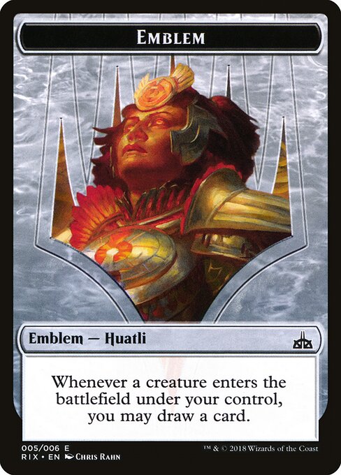 Huatli, Radiant Champion Emblem – Rivals of Ixalan Tokens (TRIX-5) Magic: The Gathering card | LC-REM-20260804-15151794618700-859f645b-24e0-4c34-ae82-ba0ae9854377