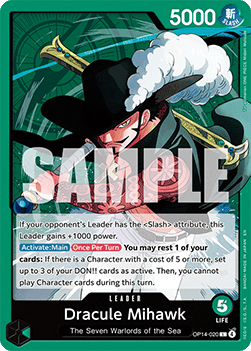 Dracule Mihawk (OP14-020) (V.1) - The Azure Sea's Seven (Leader) [OP14-020] Immagine principale del prodotto