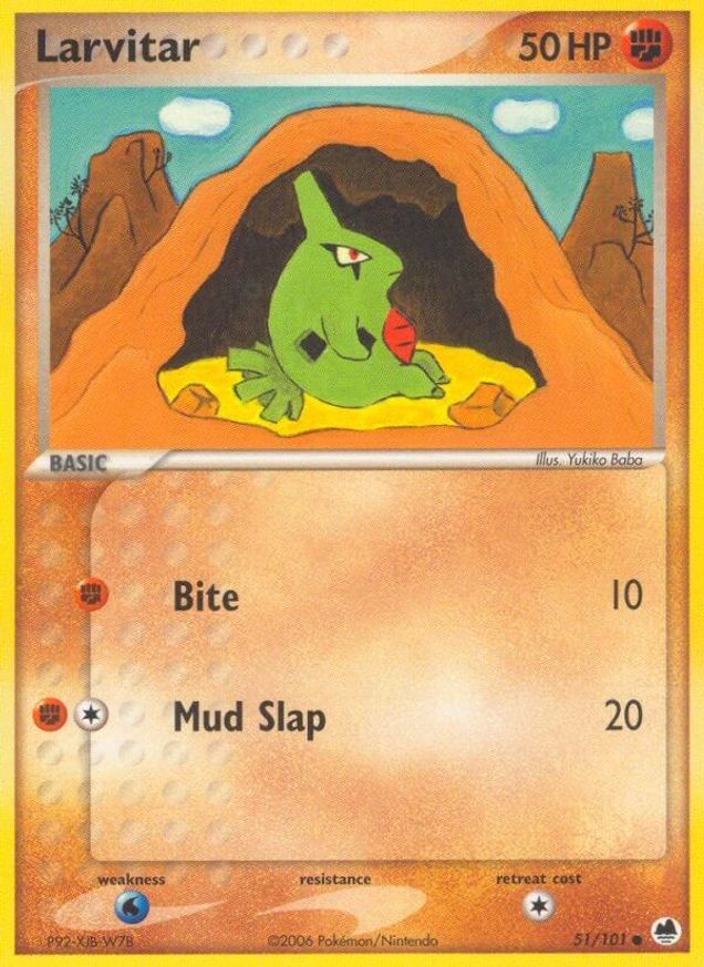 Pokémon-kaart Larvitar 51/101 Common uit de set EX Dragon Frontiers Imagen principal del producto