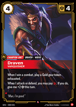 Draven, Vanquisher (V.1 - Rare) - Spiritforged (Rare) [SFD-020] Image principale du produit