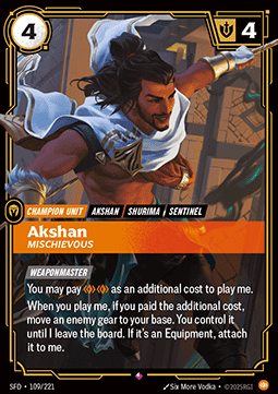 Akshan, Mischievous - Spiritforged (Rare) [SFD-109] Image principale du produit