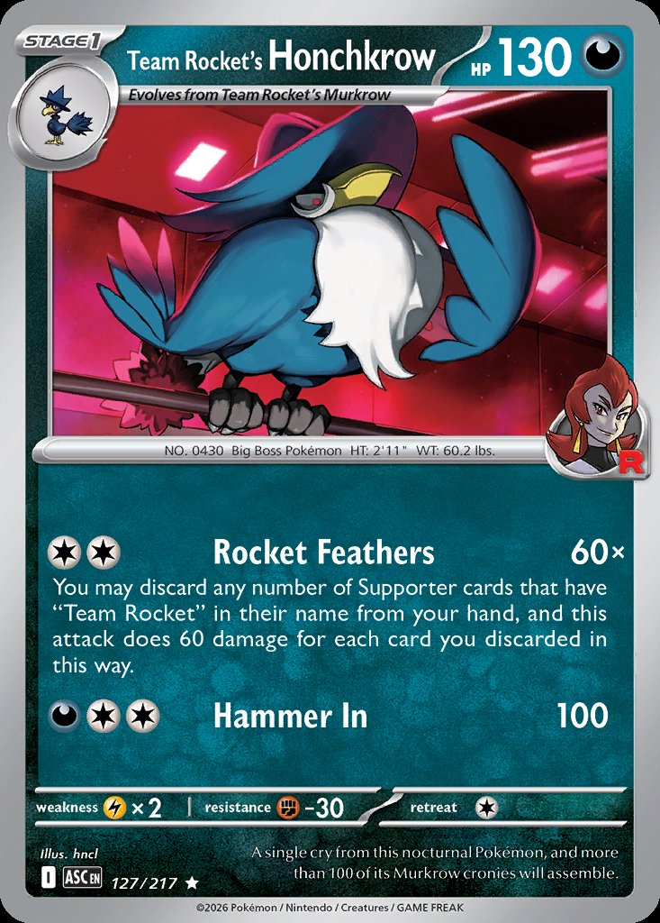Team Rocket's Honchkrow - Ascended Heroes (Rare) [ASC-127] Imagen principal del producto
