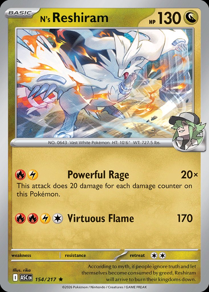 N's Reshiram - Ascended Heroes (Rare) [ASC-154] Imagen principal del producto