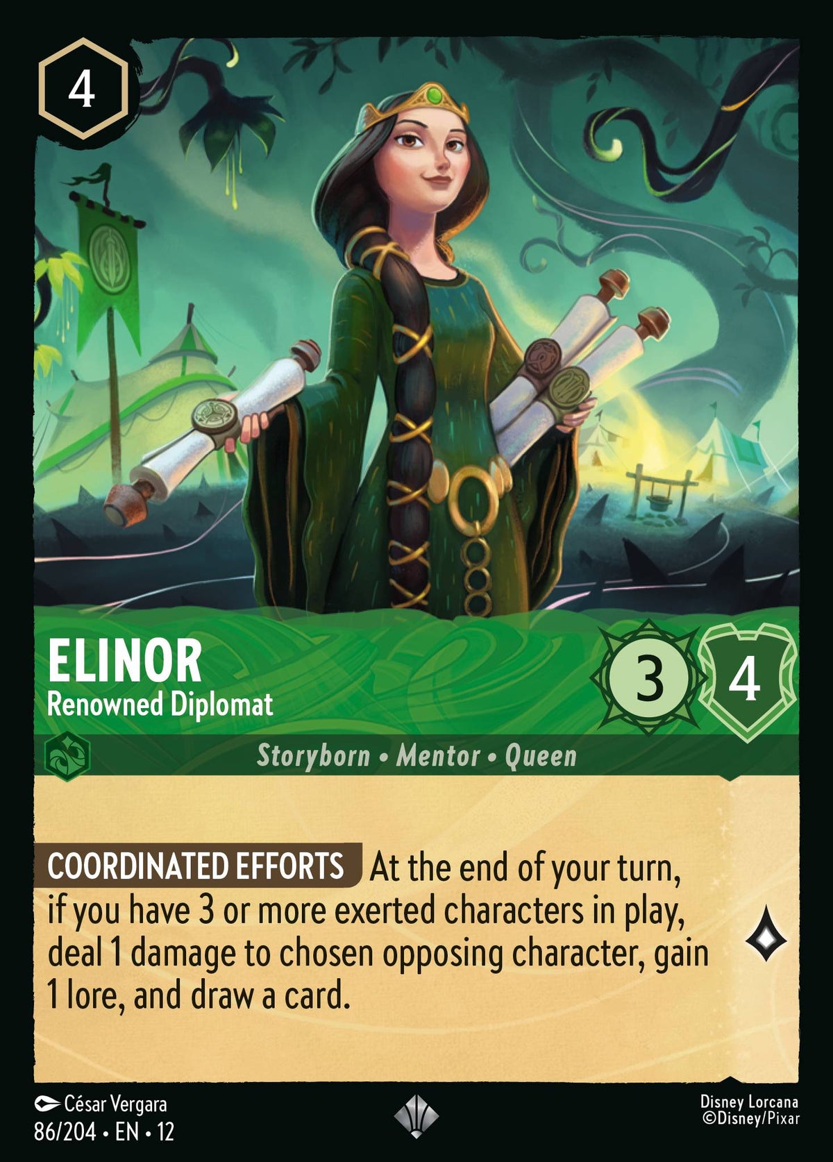 Elinor - Renowned Diplomat — Wilds Unknown (12WIL-86) Disney Lorcana card Hoofdafbeelding