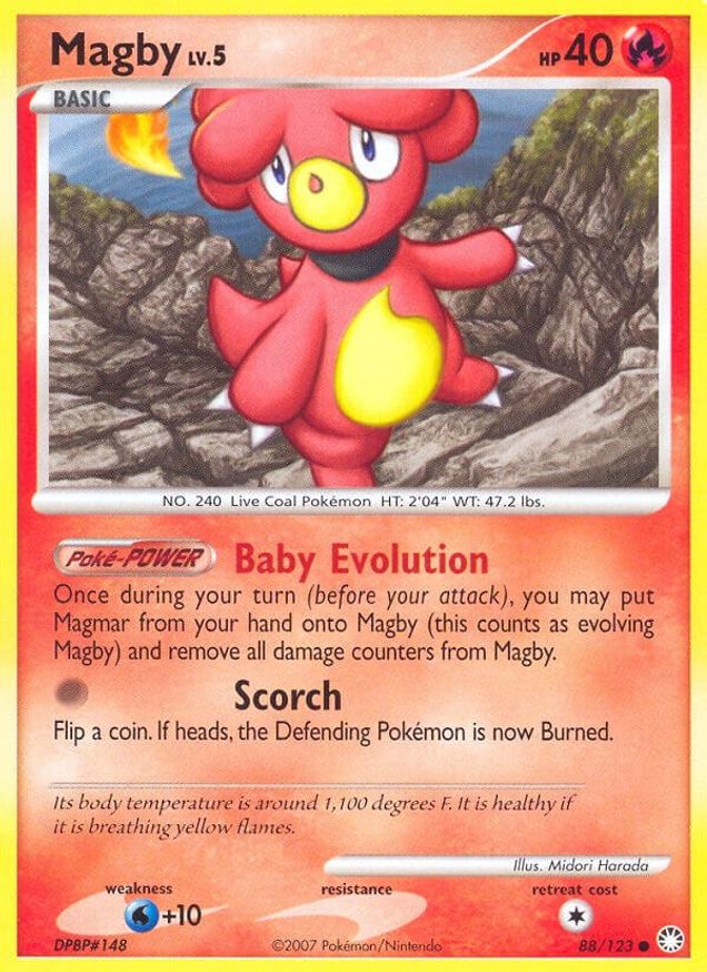 Pokémon-kaart Magby Lv.5 88/123 Common uit de set Mysterious Treasures Hoofdafbeelding