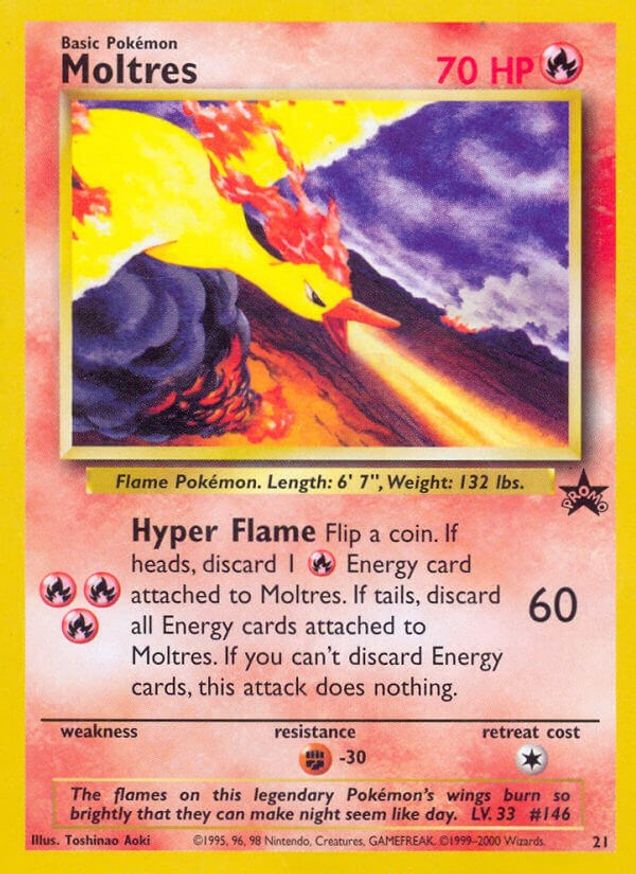 Pokémon-kaart Moltres 21 Promo uit de set Wizards Black Star Promos
