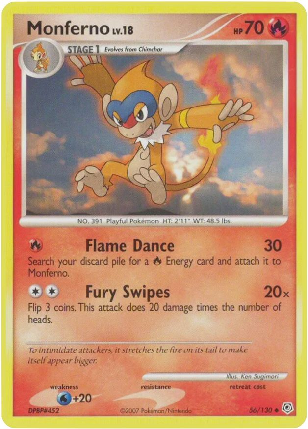 Pokémon-kaart Monferno 56/130 Uncommon uit de set Diamond & Pearl Image principale du produit