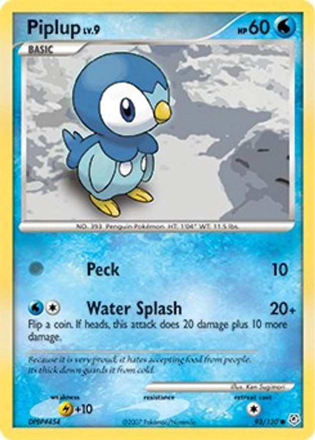 Pokémon-kaart Piplup 93/130 Common uit de set Diamond & Pearl