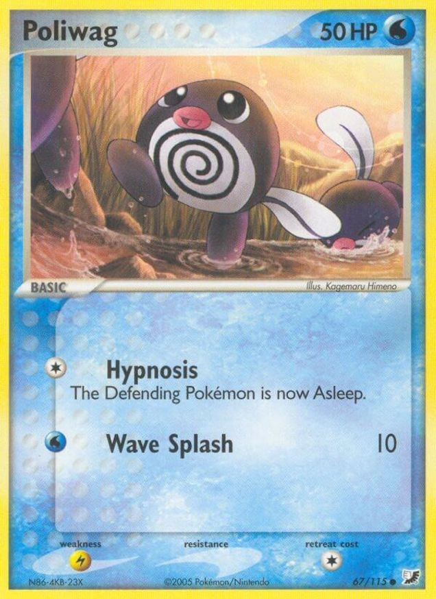 Pokémon-kaart Poliwag 67/115 Common uit de set EX Unseen Forces