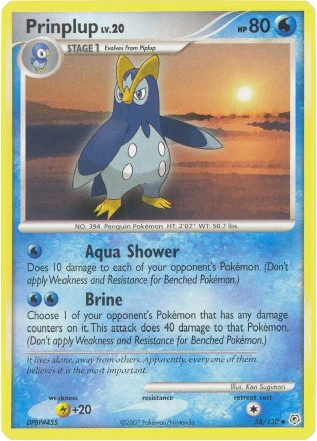 Pokémon-kaart Prinplup 58/130 Uncommon uit de set Diamond & Pearl Hoofdafbeelding