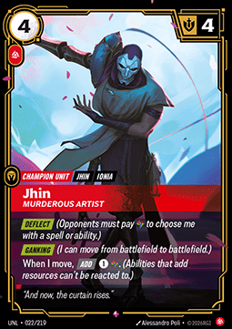 Jhin, Murderous Artist (V.1 - Rare) - Unleashed (Rare) [UNL-022] Immagine principale del prodotto