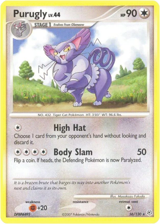 Pokémon-kaart Purugly Lv.44 36/130 Rare uit de set Diamond & Pearl