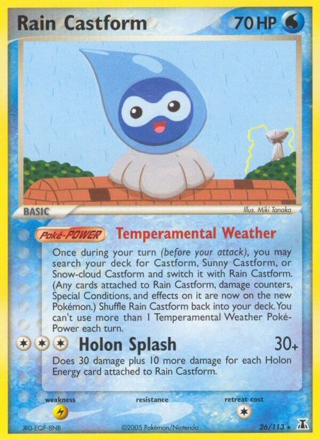 Pokémon-kaart Rain Castform 26/113 Rare uit de set EX Delta Species