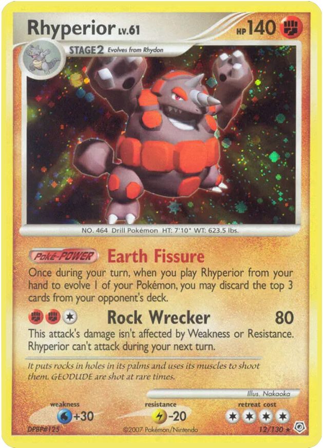 Pokémon-kaart Rhyperior LV.61 12/130 Holo Rare uit de set Diamond & Pearl