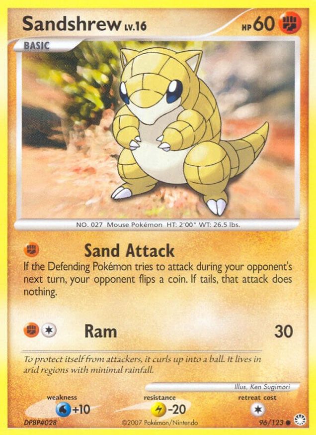 Pokémon-kaart Sandshrew 96/123 Common uit de set Mysterious Treasures