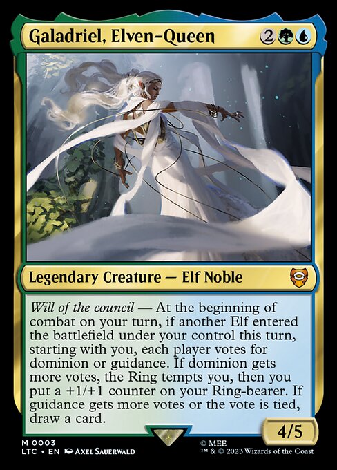 Galadriel, Elven-Queen – Commander: The Lord of the Rings: Tales of Middle-earth (LTC-3) Magic: The Gathering card Immagine principale del prodotto