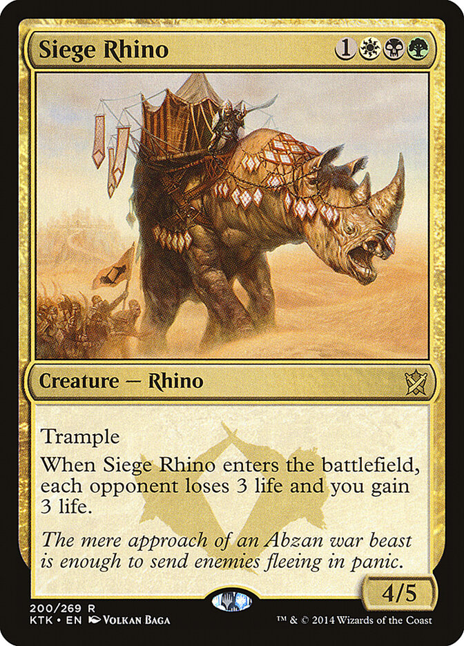 Magic-kaart Siege Rhino KTK-200 uit Khans of Tarkir (Rare) Image principale du produit