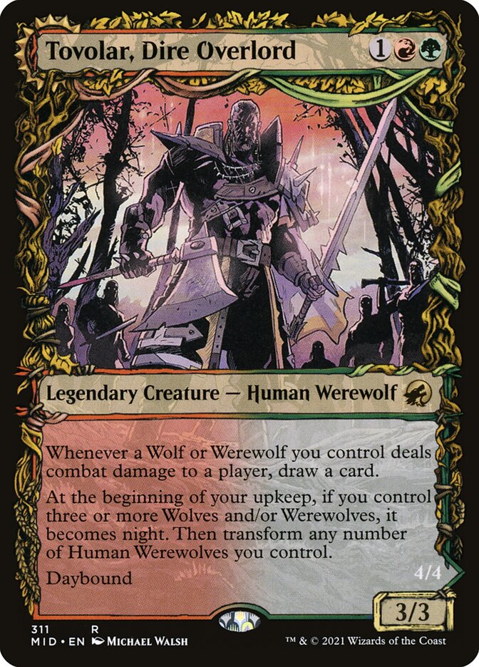Magic-kaart Tovolar, Dire Overlord // Tovolar, the Midnight Scourge MID-311 uit Innistrad: Midnight Hunt (Rare) Image principale du produit