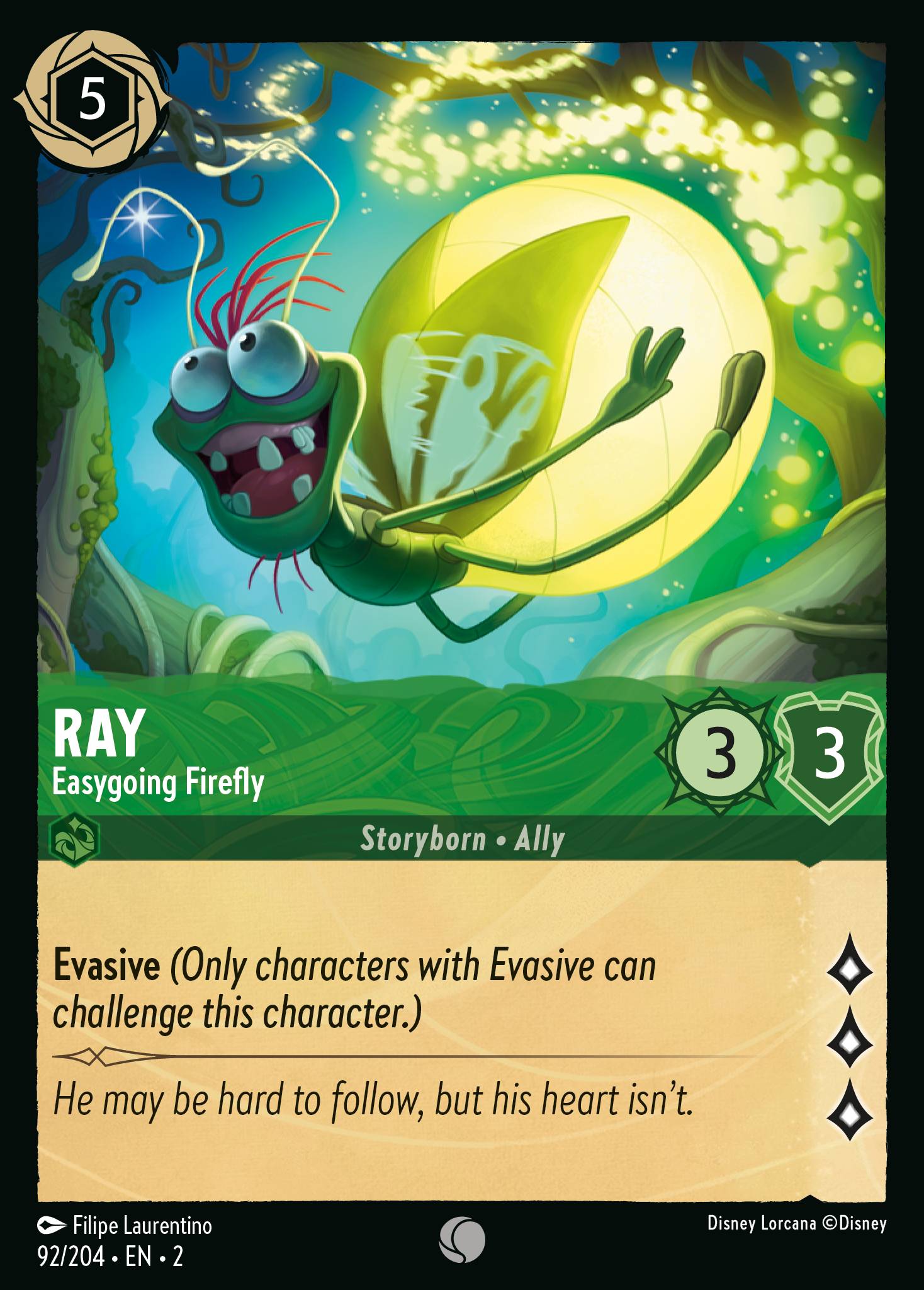 Ray - Easygoing Firefly — Rise of the Floodborn (2ROF-92) Disney Lorcana card Hauptbild
