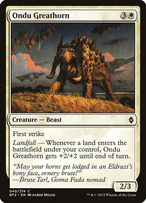 Ondu Greathorn – Battle for Zendikar (BFZ-40) Magic: The Gathering card