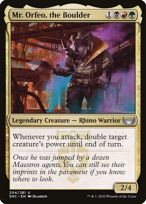 Mr. Orfeo, the Boulder – Streets of New Capenna (SNC-204) Magic: The Gathering card Hauptbild