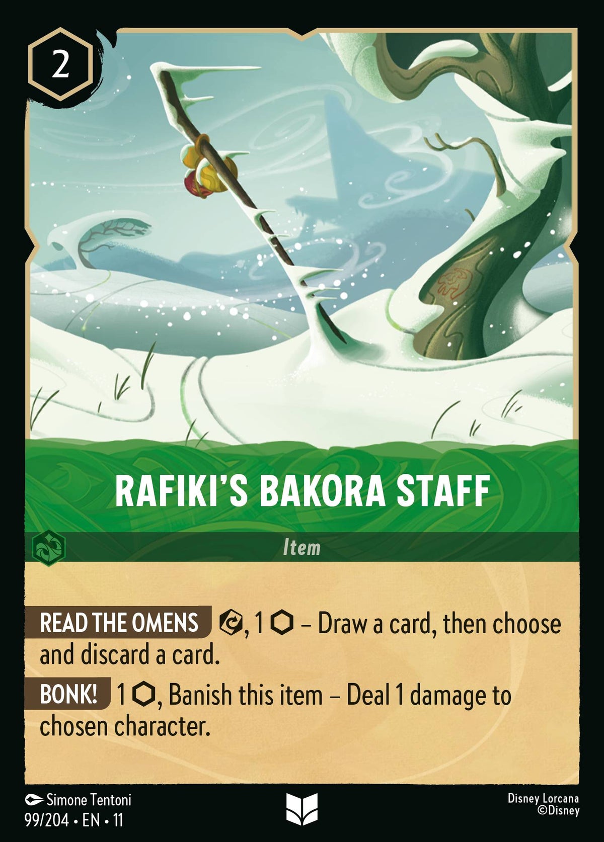 Rafiki's Bakora Staff — Winterspell (11WSP-99) Disney Lorcana card Imagen principal del producto