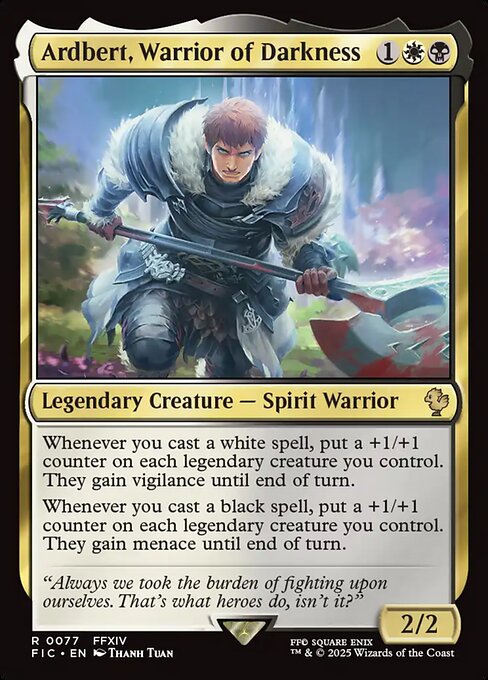 Ardbert, Warrior of Darkness – Final Fantasy Commander (FIC-77) Magic: The Gathering card | LC-REM-20260804-15339514036556-9fc1ac8a-bbd4-4d17-81d9-fd04876084b1 Image principale du produit