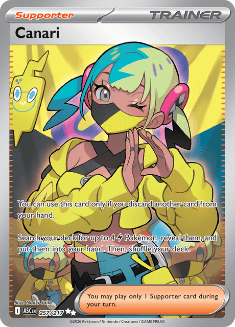 Pokémon-kaart Canari 257/217 Ultra Rare uit de set Ascended Heroes