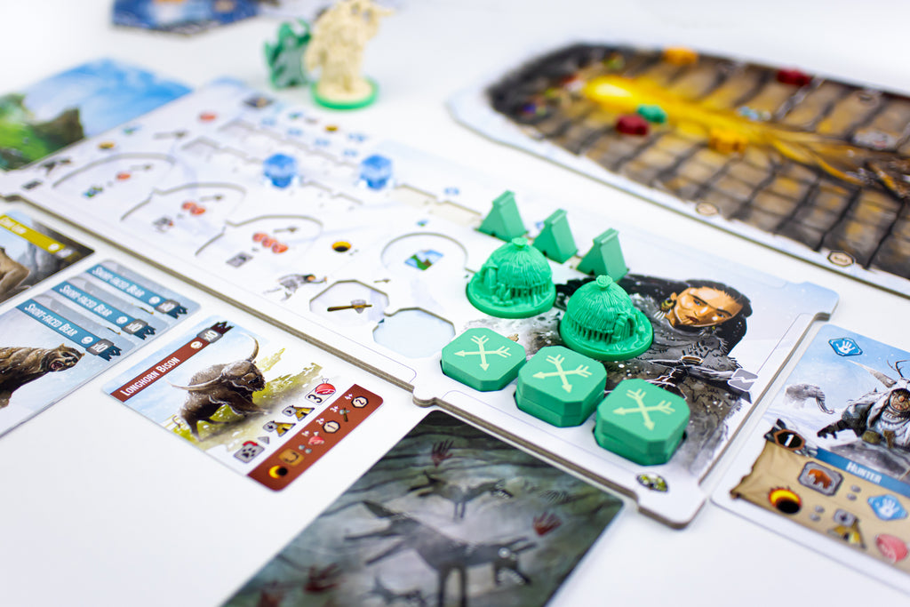 Endless Winter: Paleoamericans – officiële detailfoto van spelersbord en miniaturen