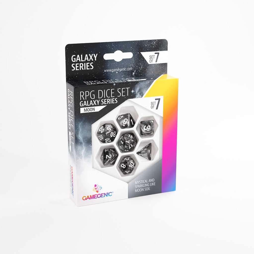 Gamegenic Galaxy Series Moon dobbelstenenset met zeven polyedrische dobbelstenen
