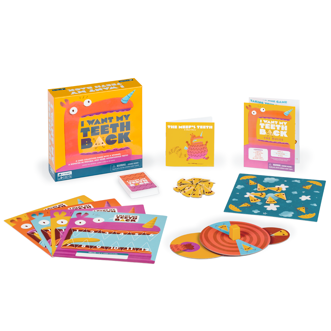I Want My Teeth Back box with cards, spinner and teeth tokens