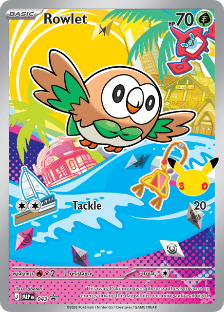 Pokémon-kaart Rowlet 043 Promo uit de set MEP Black Star Promos Imagen principal del producto