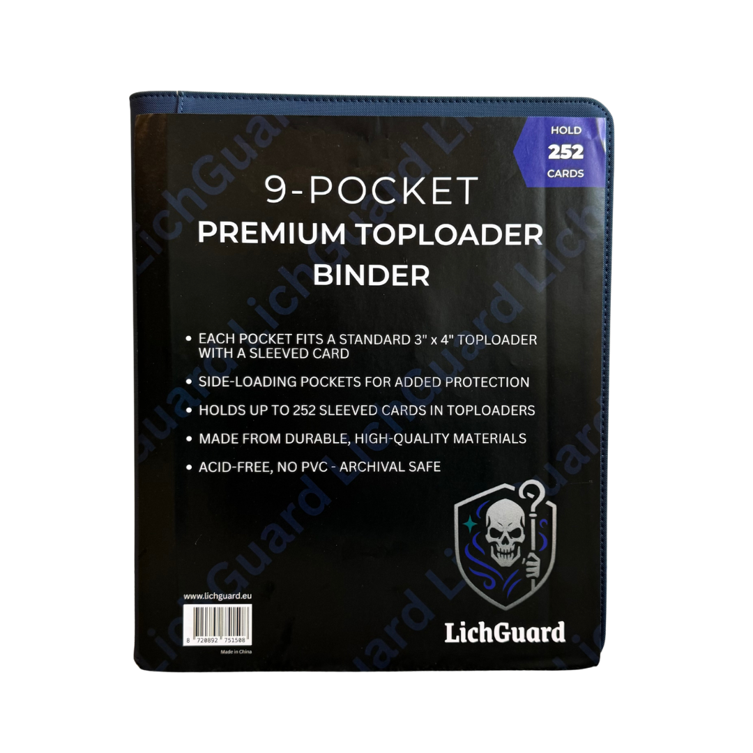 LichGuard Premium Toploader Binder – 9-Pocket Marine Blue
