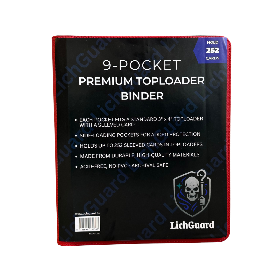 LichGuard Premium Toploader Binder – 9-Pocket Red