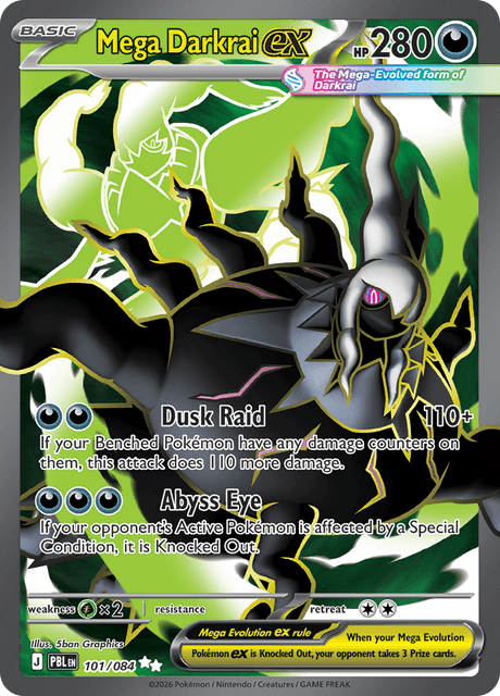 Pokémon-kaart Mega Darkrai ex 101/84 Ultra Rare uit de set Pitch Black