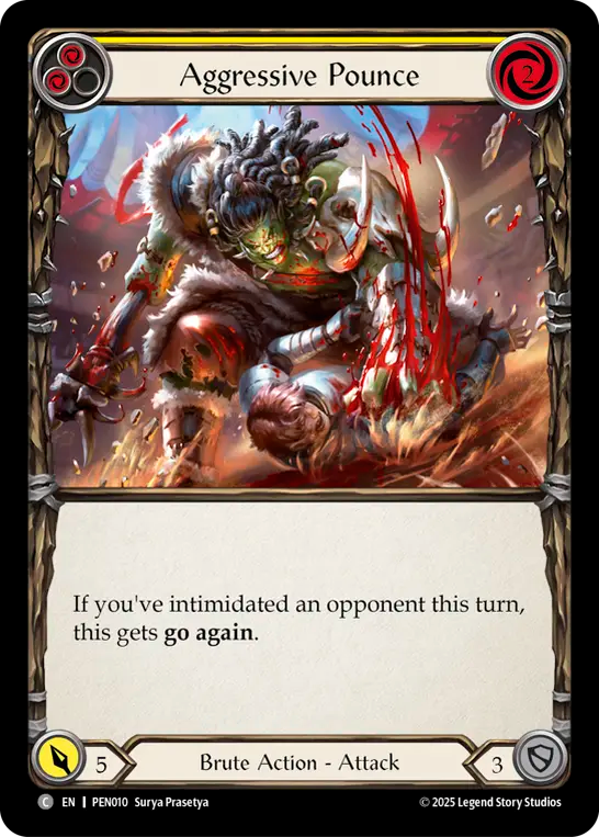 Aggressive Pounce (Yellow) — Compendium Of Rathe (PEN-010) Flesh and Blood card Image principale du produit