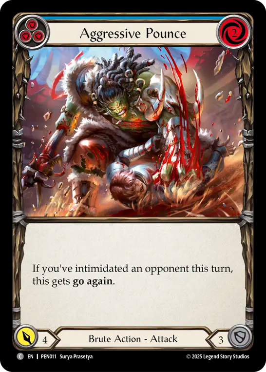 Aggressive Pounce (Blue) — Compendium Of Rathe (PEN-011) Flesh and Blood card