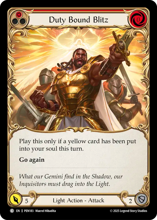 Duty Bound Blitz (Red) — Compendium Of Rathe (PEN-183) Flesh and Blood card