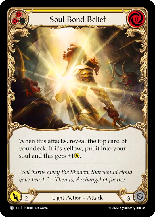 Soul Bond Belief (Yellow) — Compendium Of Rathe (PEN-187) Flesh and Blood card Image principale du produit