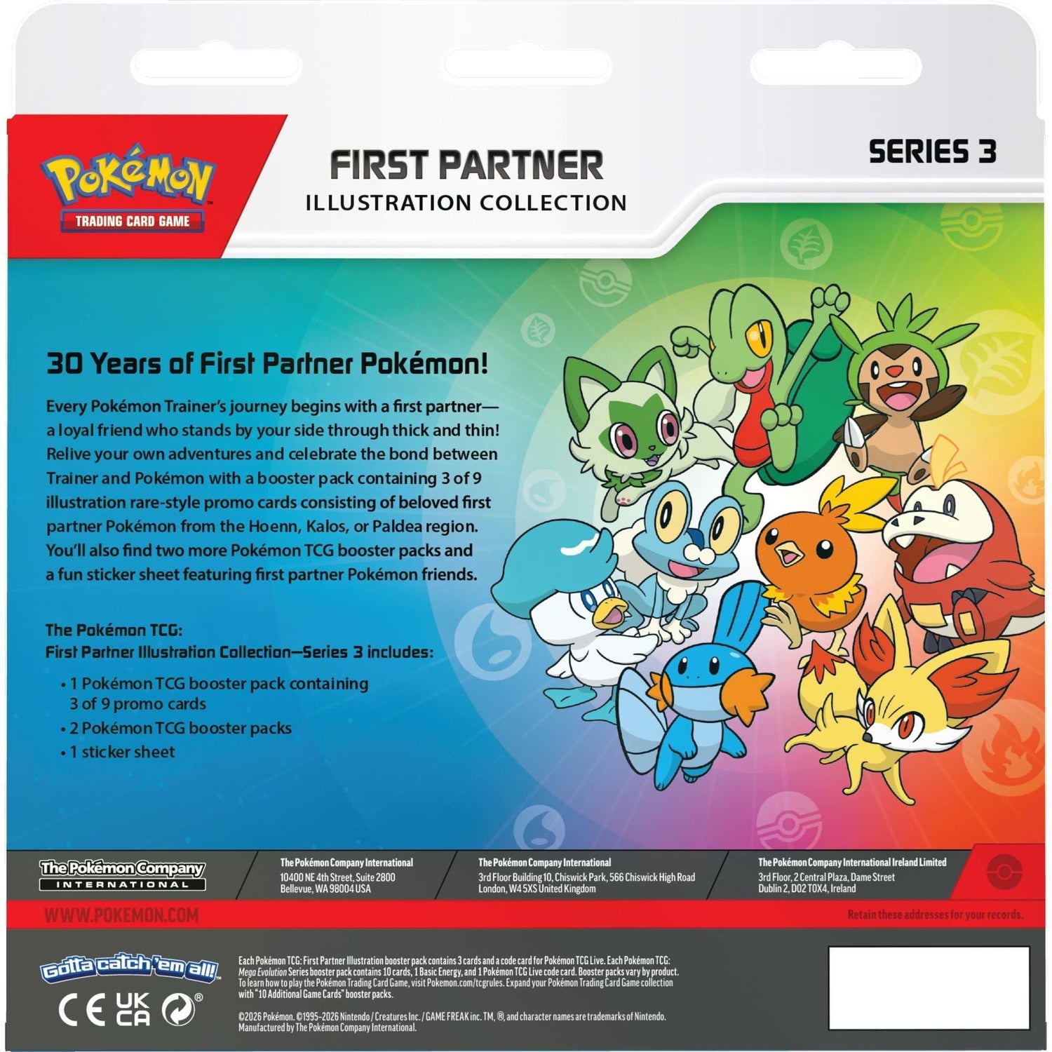 Achterkant van de Pokémon First Partner Illustration Collection Series 3 doos