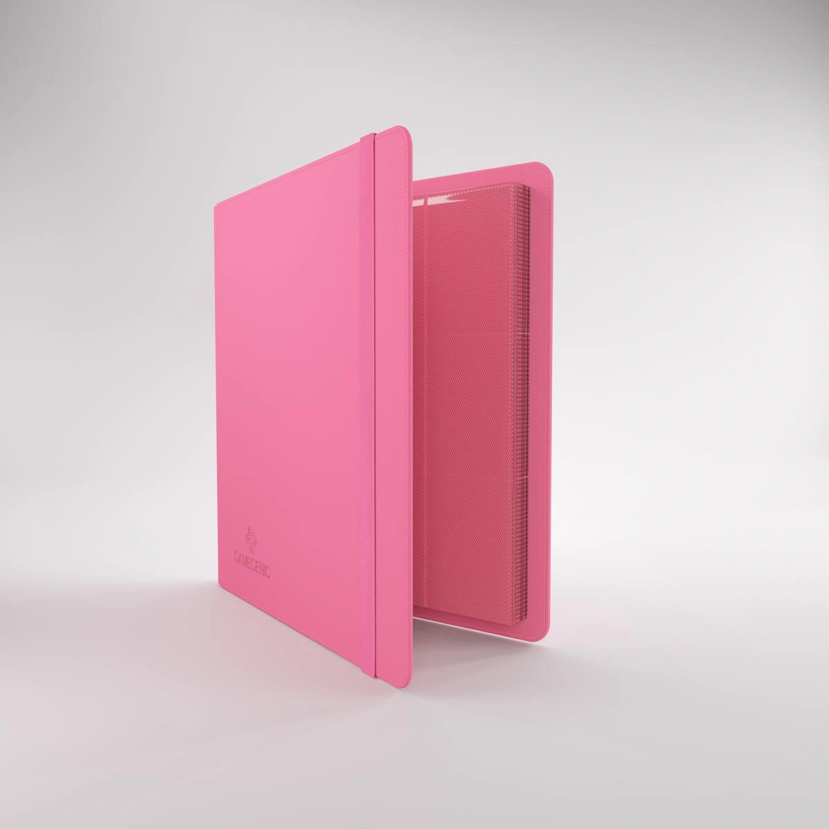 Prime Album 24-Pocket roze, half geopend met de sideloading pagina's zichtbaar