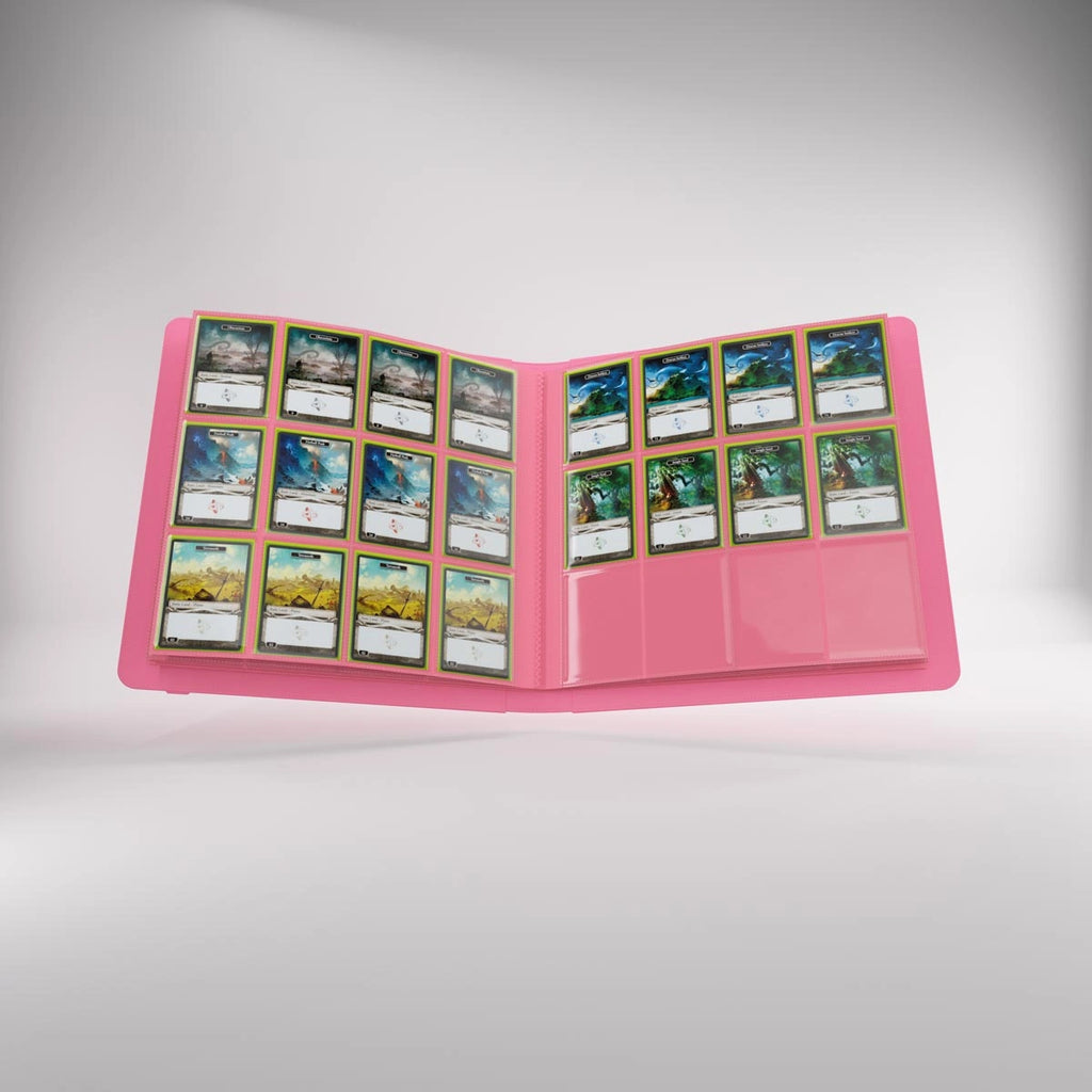 Prime Album 24-Pocket roze, opengeslagen met kaarten in de vakken