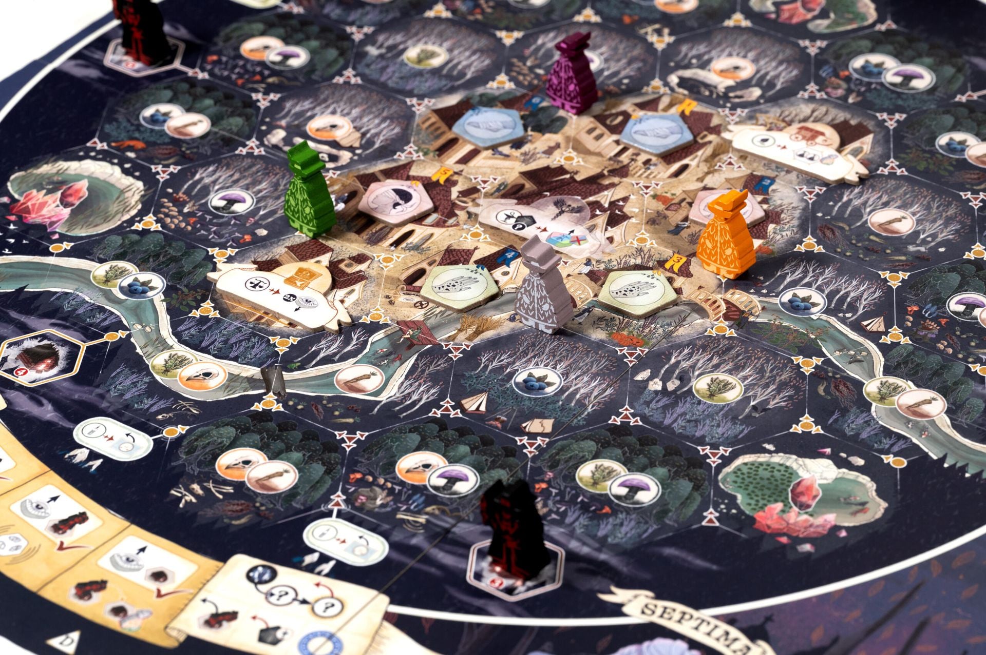 Septima – officieel bovenaanzicht van het centrale speelbord tijdens een spel